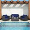 Costway 4 PCS Patio Rattan Furniture Set Cushioned Sofa Chair Coffee Table Blue/Red